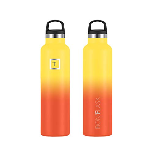 IRON °FLASK Sports Water Bottle 24 oz, 3 Lids (Straw Lid) Leak