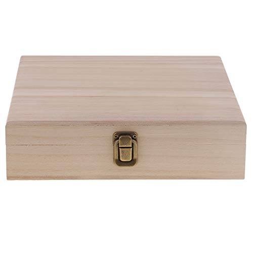 Baosity Unpainted Wooden Storage Box Case Wood Craft Box with Lid Lock