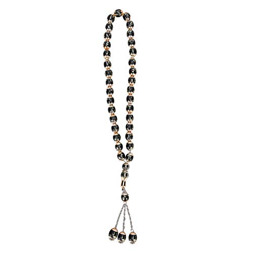 33 Beads Muslim Prayer Beads, Round Resin Unisex Muslim Prayer Beads Round Rediing Words Rosary Worship Supplies Accessory Religious Rosary Decor (Black)