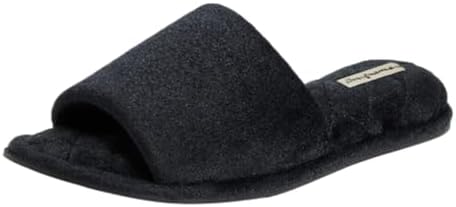 Dearfoams Women's Beatrice Velour Slide Slipper, Black, X-Large UK