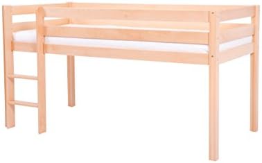 Children's High bed Tim beech Solid wood solid natural incl. Floorboards 90 x 200 cm