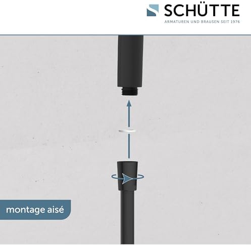 RAVEN Barre de Douche et Douchette à Main, Pommeau Avec 3 Positions de Réglage, Kit Avec Colonne, Panneau et Tuyau en Noir