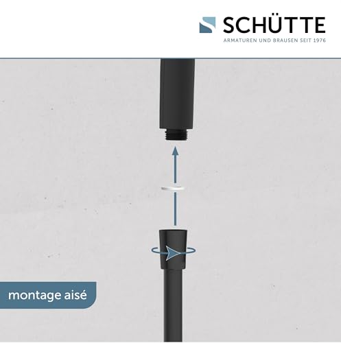 RAVEN Barre de Douche et Douchette à Main, Pommeau Avec 3 Positions de Réglage, Kit Avec Colonne, Panneau et Tuyau en Noir