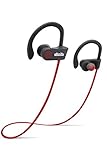 ALLIMITY Bluetooth Headphones Wireless In-Ear Earbuds Noise Canceling Sweatproof Sports Headset with Mic for iPhone iPad Samsung Sony LG Smartphone Watches, Red
