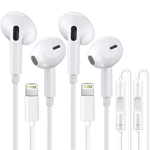 Pack iPhone Headphones Earbuds Wired Earphones with Microphone and Volume  Control [Apple MFi Certified] in E