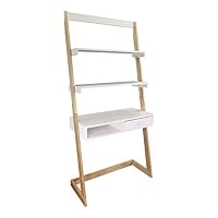 American Trails 317-920 Freestanding Ladder Desk with Drawer, Natural Maple/White