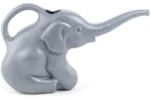 BANGERZ SUNZ Elephant Watering Can, 2 qts, Novelty Indoor Watering Can, Decorative and Functional Watering Can (63182) 0.5 Gallons, Gray