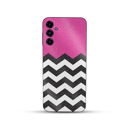 Glossy Glitter Phone Skin Compatible with Bark Phone - Hot Pink Chevron - Premi…