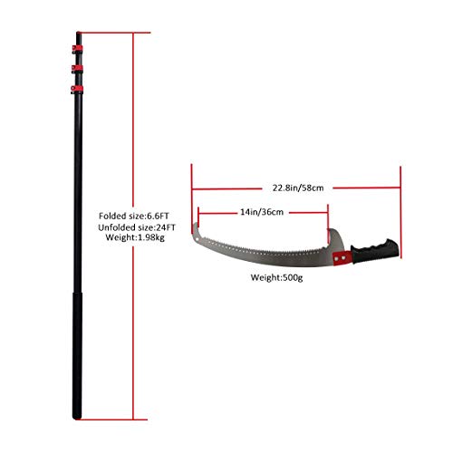 ZXSZX Teleskop Profi Baumsäge Mit Gebogener Haken Astsäge 65Mn Stahl Handsäge Alu-Teleskopstange in Verstärkter… – Bild 8