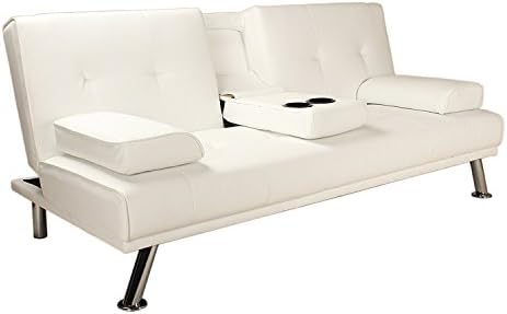 Stylish Vienna Sofa Bed in White Faux Leather - Bedroom / Living Room / Lounge Furniture Great for Small Spaces FREE DELIVERY!