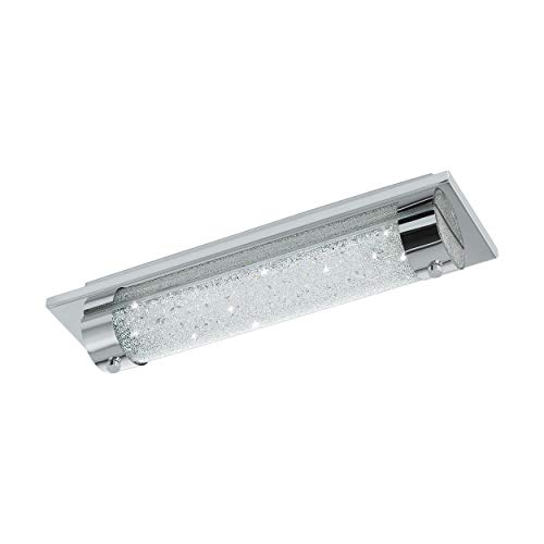 EGLO LED Deckenleuchte Tolorico, 1 flammige Wandlampe Bad, Badezimmer Lampe aus Edelstahl, Glas und Kristall in Chrom…