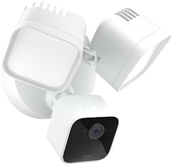 Blink Wired Floodlight Camera, Smart security camera, 2600 lumens, HD live view, enhanced motion detection, built-in siren, Works with Alexa, 1 camera (White)