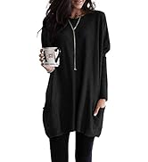 Asvivid Long Sleeve/Short Sleeve Tunic Tops for Women Casual Loose Pullover Crewneck Fall Tops wi...