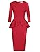 MUXXN Women's Vitnage Back Split Dresses OL Pencil Dress (Red XL)