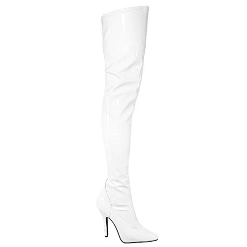 Pleaser Women's Seduce-3000/W High Boot,White Patent,6 M US