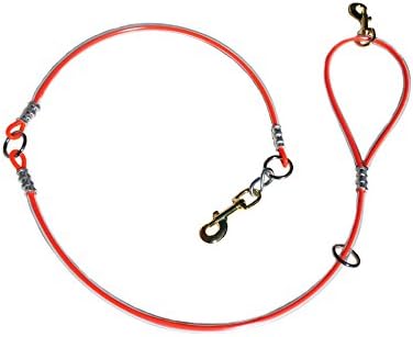 5' Cable & Cable Dog Leash Tree Tie Lead with O Ring (Orange)