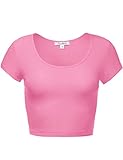 Cute Soft Slim Fitted Short Sleeve Scoop Neck Crop Tops