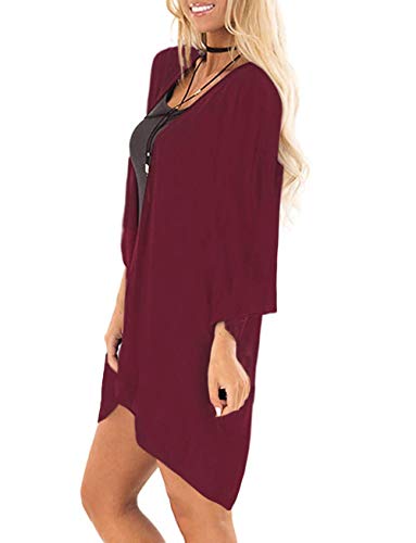 OYOANGLE Plus Size Cheetah Print Kimono - Open Front Cardigan With Asymmetrical Hem Beach Cover Up