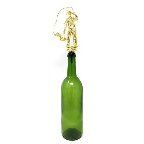 Fisherman Wine Bottle Stopper - Handmade with Stainless Steel Base and Repurposed Trophy Top
