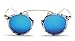 GAMT Brand Colorful Oval Sunglasses Fashion Round Eyewear Metal Frame for Men and Women Blue