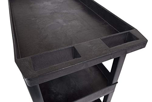 Offex 32"W x 18"D Rolling 3 Shelf Tub Storage Utility Cart with 5" Casters - Black
