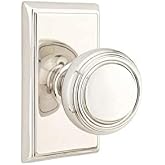 Emtek Privacy Set, Rectangular Rosette, Norwich Knob, Polished Nickel US14