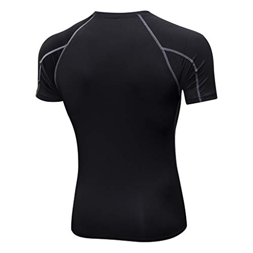 SSYUNO Compression Shirts Dry Fit Leggings Fitness Sports Running Yoga Athletic T-Shirt Workout Tops Dark Gray