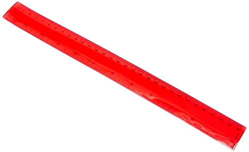 Ebuygb 1319225, Righello trasparente in plastica flessibile, Rosso, 30 cm, 1 Pezzo