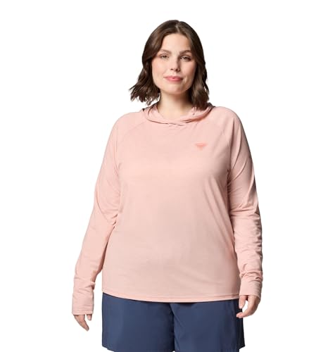 Columbia Women's PFG Uncharted Hoodie, Faux Pink Heather, 3X