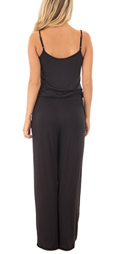 NuoReel Women Casual Sleeveless Loose Wide Legs Jumpsuit Halter Waist Tie Stretchy Rompers Pants With Side Pockets£¨Black Small£ - Thumbnail 4