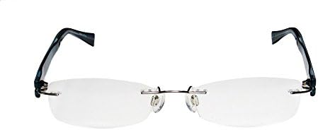 Charmant 10945 Womens/Ladies Rx-able Designer Rimless Titanium Eyeglasses/Spectacles (49-17-140, Silver / Black / Teal)