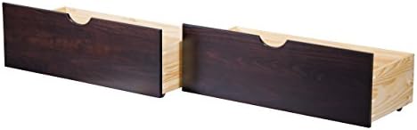 Palace Imports 100% Solid Wood Set of 2 Drawers, Java Color, 37”W x 13”H x 16.5”D. Standalone On Wheels. Compatible with All Beds/Bunk Beds. Require Assembly