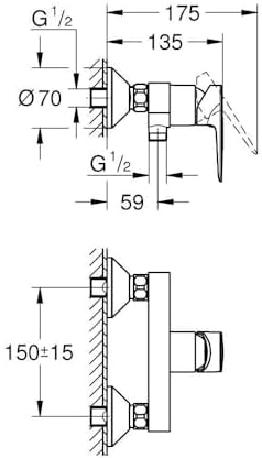 StartEdge, Duscharmatur Aufputz, mit Werkzeug (Mischbatterie für die Dusche, eigensicher gegen Rückfließen, Brausearmatur mit Metallhebel, langlebige Oberfläche), chrom, 24197001