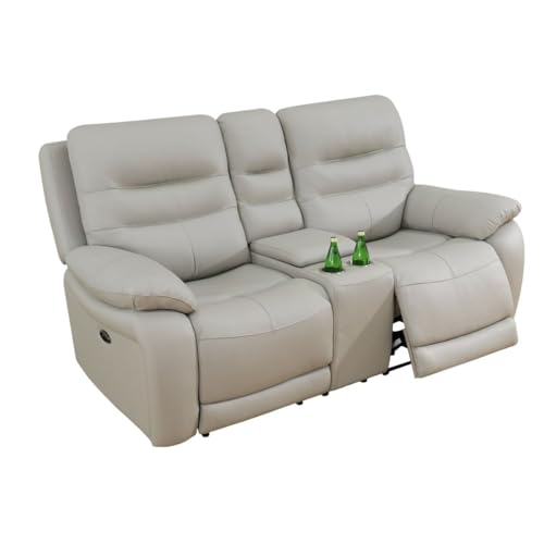 Electric Power Recliner Loveseat Genuine Breathing Leather Recliner Couch 2-Sea…