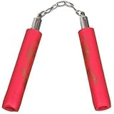 Childrens 8 Inch Foam Nunchucks With Chain - All Red
