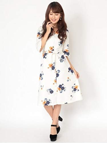 Amazon ビーラディエンス Be Radiance 飛び花柄ベルト付ロングワンピース オフホワイト F ワンピース チュニック 通販