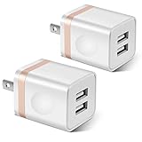 STELECH USB Wall Charger, 2-Pack 2.1A/5V Dual Port USB Plug Power Adapter Charger Block Cube Compatible with Phone Xs Max/Xs/XR/X/8/7/6 Plus/SE/5S/4S, Samsung, LG, Moto, Kindle, Android Phone -White