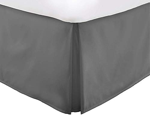 Vera Nice Bed Skirt with 15-inch Drop - Double Brushed Microfiber Pleated Dust Ruffle - Queen - Gray