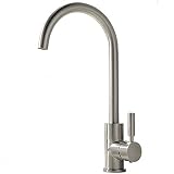 Comllen Best Commercial Brushed Nickel Stainless Steel Single Handle Kitchen Sink Faucet, Hot and Cold Single Lever Kitchen Faucets