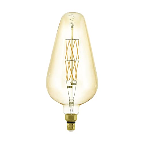 EGLO D165 - Lampadina a LED E27, dimmerabile, stile vintage, misura grande, diametro 16,5 cm, 8 Watt (equivalente a 45 Watt), 600 lm, E27, luce LED bianca calda, 2100 K, lampadina Edison