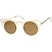Womens Fashion Round Metal Cut-Out Flash Mirror Lens Cat Eye Sunglasses (Gold/Brown)