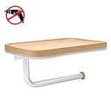 COOFOK Toilet Paper Holder,Japanese Style Roll Tissue Holder, Bathroom Accessories Wall Mount Shelf,Solid Wood and Aluminum