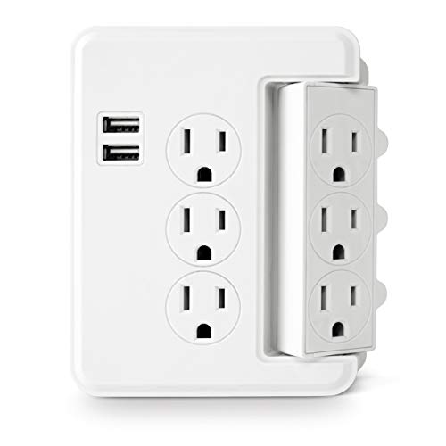 HomeHopes 6 Outlet Swivel Wall Adapter, Swivel Outlet with Usb ports
