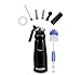 Creamissimo Whipped Cream Dispenser: Professional Cream Whipper 500ml Stylish black with 3 Stainless steel Nozzles, Uses N2O Cartridges (Not Included) comes with a Dual Head Cleaning Brush