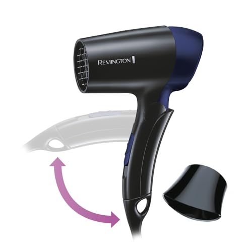 Haartrockner [extrem klein & klappbar] On The Go (1400 W, weltweite Spannungsanpassung 120/220-240V, Stylingdüse, 2 kombinierte Heiz- & Gebläsestufen) Reisehaartrockner D2400