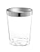 Silver Plastic Cups 10 Oz. Pack Of (50) Clear Disposable Plastic Cups - Silver Rim Cups - Fancy Hard Plastic Cups - Party Accessories - Wedding - Elegant Clear Cups- Tumblers