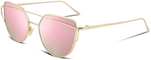Cat Eye Aviator Mirrored Flat Lenses Fashion Metal Frame Women Retro Sunglasses
