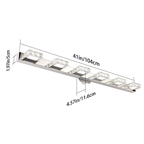 Aipsun 41 Inches Crystal Vanity Lights Over Mirror Long Bathroom Modern 6 Lights LED Wall Light