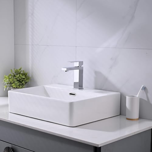 Single Lever Chrome Basin Tap Mixer Tap for Bathroom with Spout Height of 110 mm with Anti-Limescale Aerator and Ceramic Cartridge, Modern Design, Lead-Free