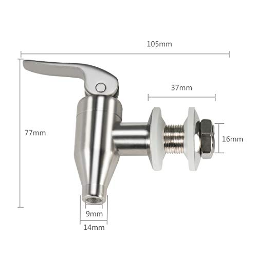 Beverage Dispenser Replacement Spigot, Water Dispenser Replacement Faucet Spigot 16mm for Juice, Cold Drink, Wine and Beer, Stainless Steel Polished Finished